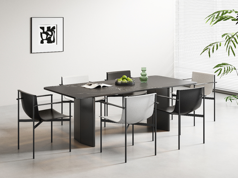 Italian Minimalist Dining Table and Chair