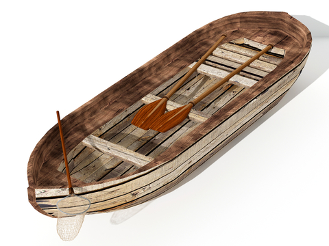 Small wooden boat fishing boat paddle