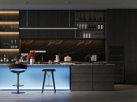 Open Kitchen Island Dining Room