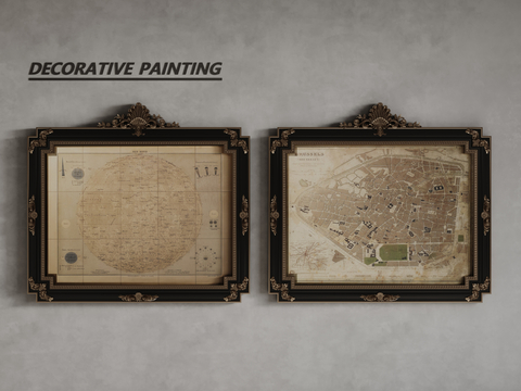 European decorative painting frame painting map