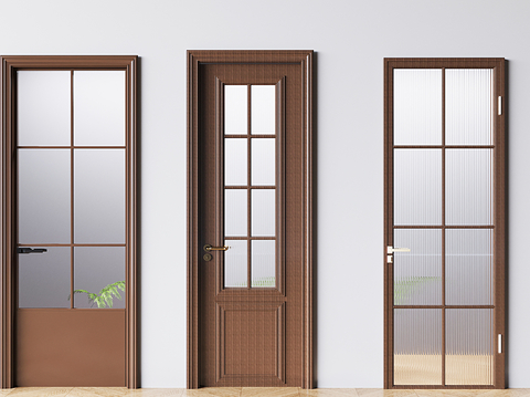 Mid-century Style solid wood door swing door Changhong glass single door frosted glass door