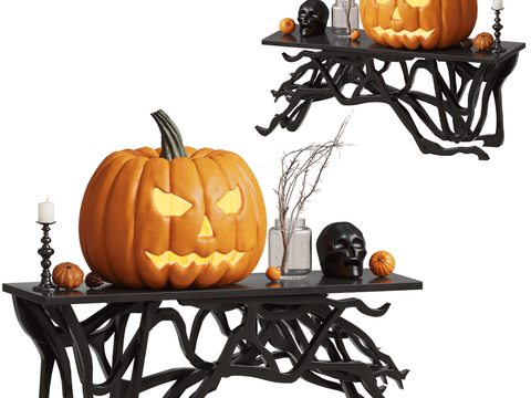 Modern Halloween Ornaments End View Desk