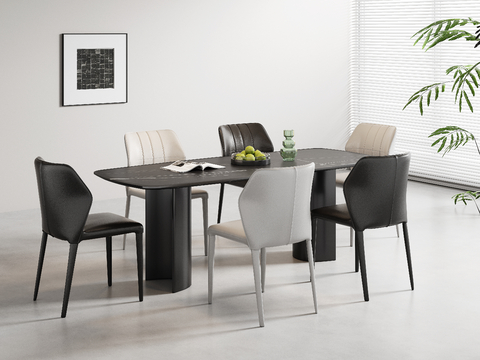 Italian Minimalist Dining Table and Chair