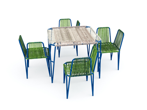 Modern outdoor table and chair rope weaving table