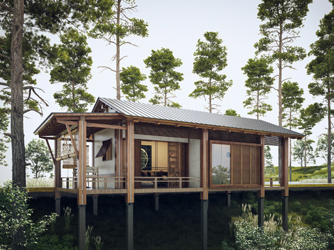 Appearance of new Chinese wooden house