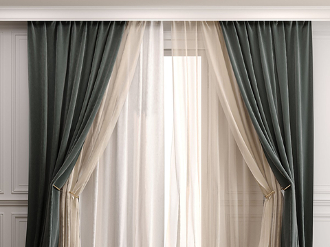 Fabric Curtain Curtain Box Three-layer Curtain Gauze Curtain