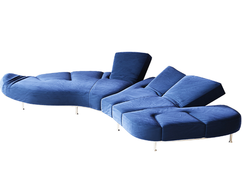 Modern Curved Sofa Blue Sofa Multiplayer Sofa