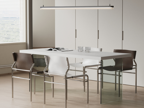 Modern long dining table and chair