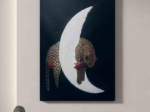 Moon Painting Leopard Painting Decorative Painting