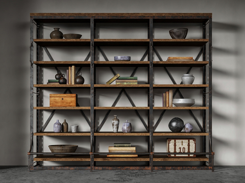 Industrial wind bookshelf display shelf display cabinet