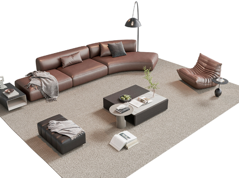 Italian-style Sectional Sofa sofa coffee table combination sofa stool