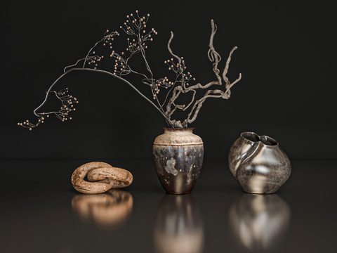 Wabi-sabi Style Jewelry Vase with Dead Branches