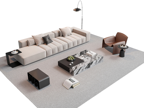 Italian-style Sectional Sofa sofa coffee table combination sofa stool