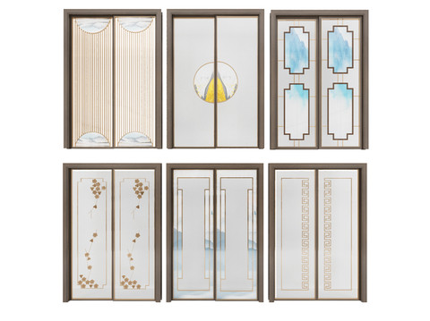 New Chinese Door Hollow Sliding Door Hollow Partition Glass Sliding Door