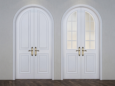 European-style arched door with double doors