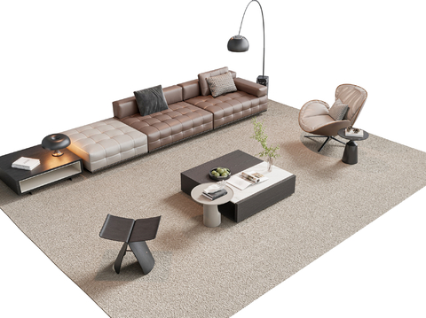 Italian-style Sectional Sofa sofa coffee table combination sofa stool