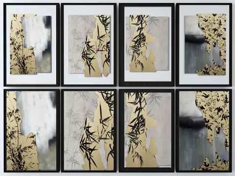 New Chinese Ink Painting Bamboo Leaf Painting Decorative Painting