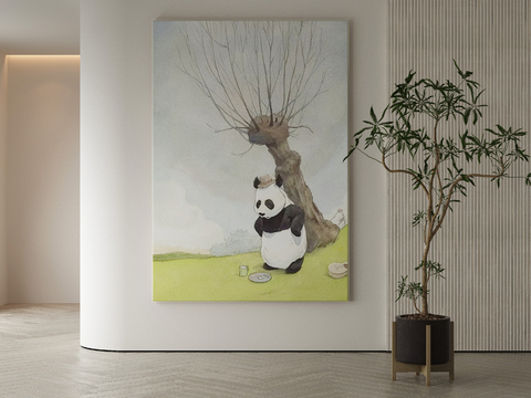 Modern Decorative Painting Panda Painting Cartoon Hanging Painting