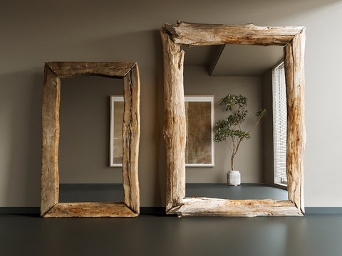 Log Style Mirror Decorative Mirror Full-length Mirror