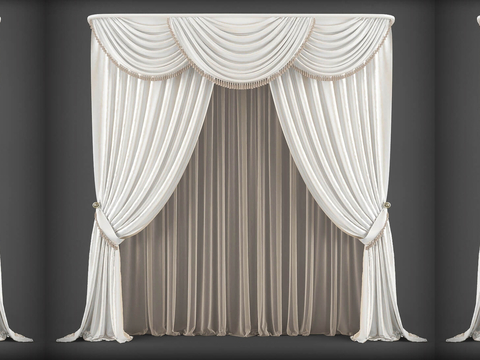 Solid Color Curtain Cloth Curtain Gauze Curtain Water Wave Curtain Head