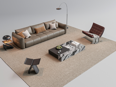 Italian-style Sectional Sofa sofa coffee table combination sofa stool