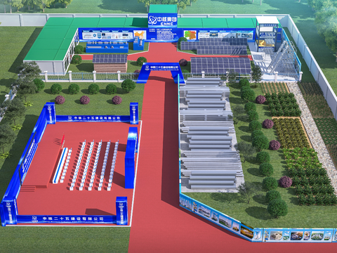 Bird's-eye view of site factory planning