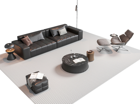 Italian-style Sectional Sofa sofa coffee table combination sofa stool