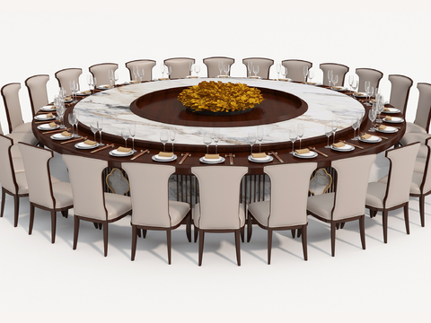 Large round dining table and chair