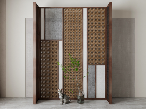 New Chinese Partition Wooden Rattan Partition