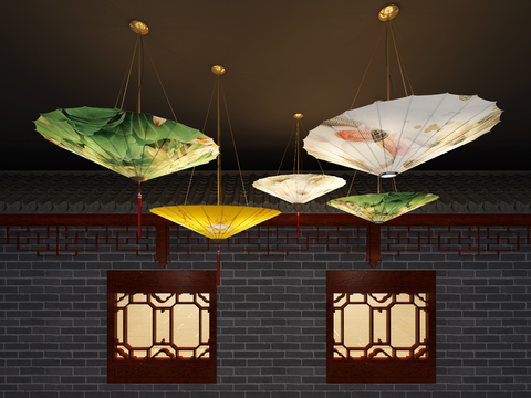 New Chinese Chandelier Oil Paper Umbrella Chandelier