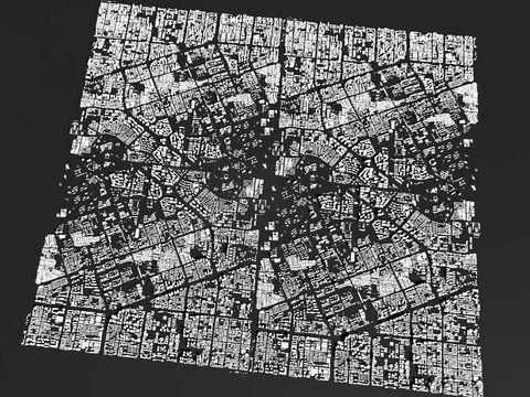 Bird's Eye View of Urban Building Distribution Planning Block