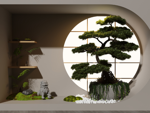 Modern interior landscaping pine sketch