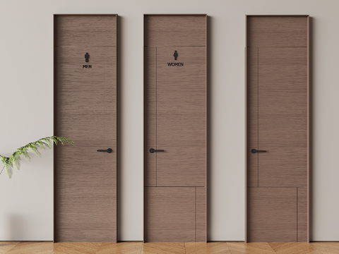 Toilet Solid Wooden Door Flat Door for Men and Women