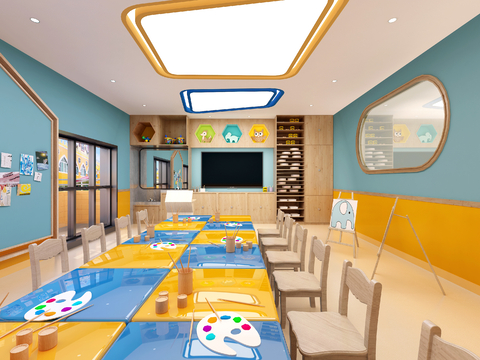 Modern kindergarten art room classroom training institutions