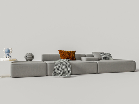 Modern tofu block sofa fabric multi-person sofa