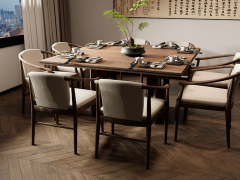 New Chinese Zen Dining Table and Chair