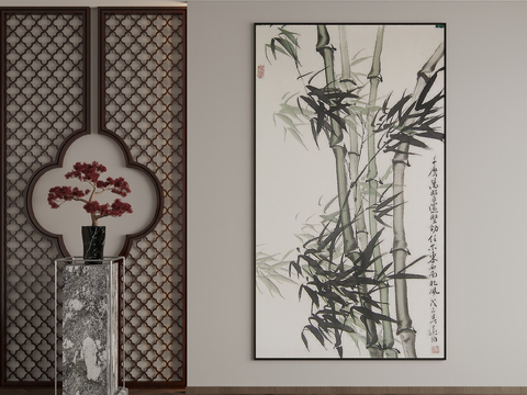 Neo-Chinese Style Decorative Painting Bamboo Hanging Painting