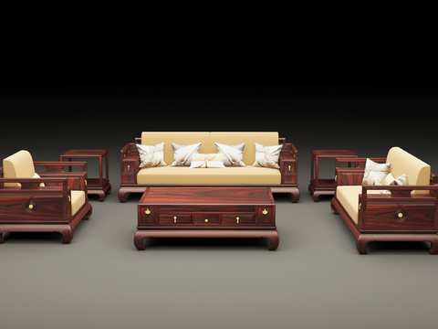 Neo-Chinese Style Sectional Sofa