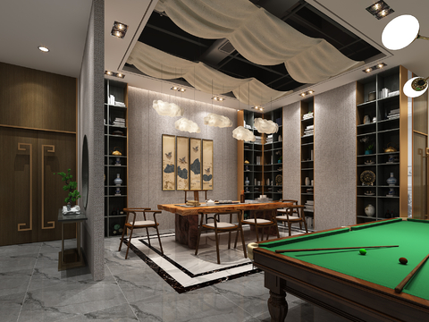 New Chinese Entertainment Area Billiards Room Office Tea Room