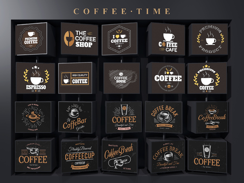 Coffee shop Wall logo wall modeling wall