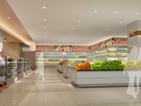 Modern supermarket fruit and vegetable area