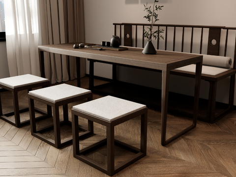 New Chinese Zen Dining Table and Chair