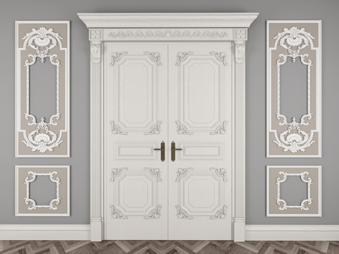 European-style carved double door