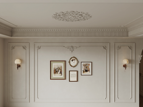 French ceiling with carved ceiling