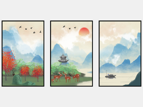 New Chinese Decorative Painting Landscape Painting Hanging Painting