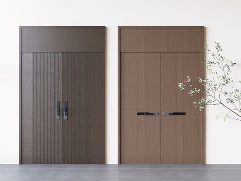 Solid wood door, double door, opposite door, entrance door