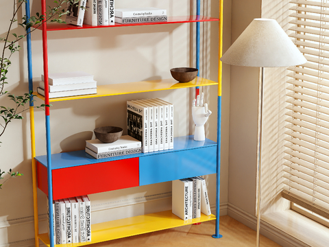 Memphis Bookshelf Storage Rack Bauhaus Dopamine Bookshelf