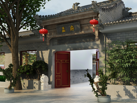 New Chinese Courtyard Door Head