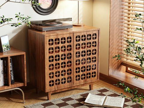 Log Style Low Cabinet Hallway Shoe Cabinet