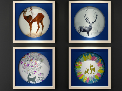 Modern Personality Painting Deer Hanging Painting Decorative Painting